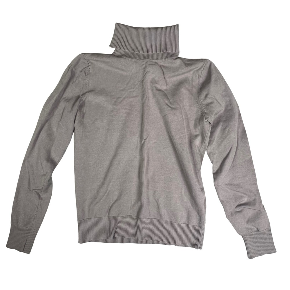 August Silk Turtleneck Sweater Women's Size‎ S Gray Silk Blend Preppy Minimalist